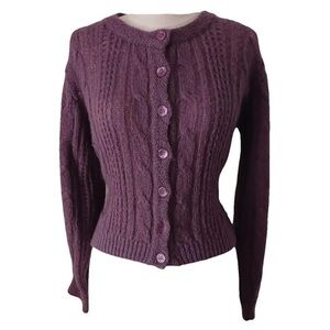 Rouje Plum Cable Knit Cardigan